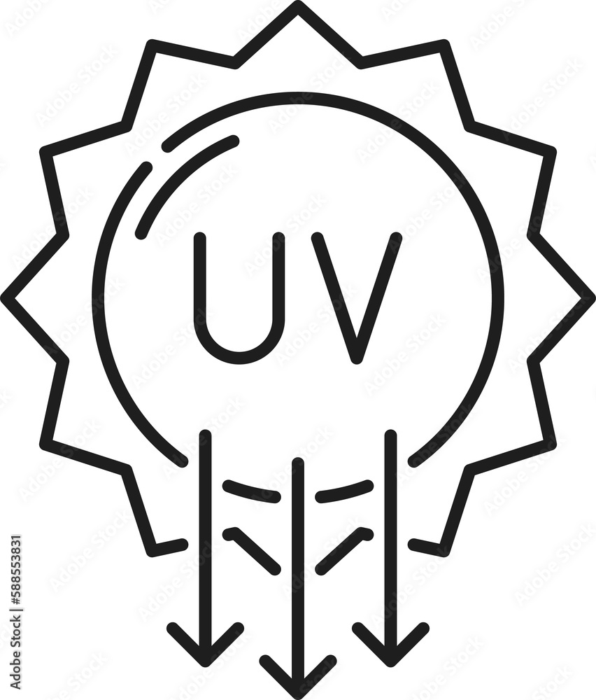UV sun protection icon vector rays arrows down UV sun protection icon vector rays arrows down