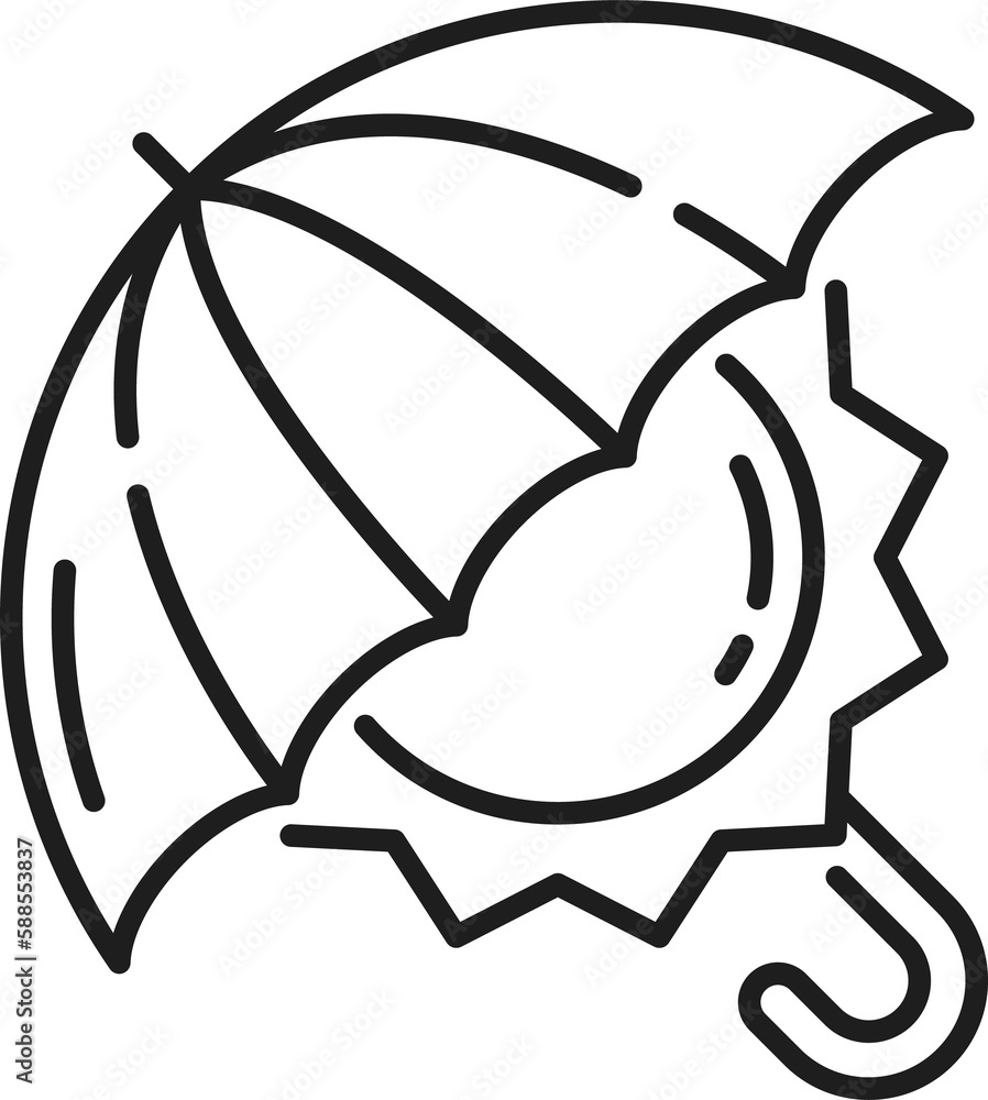 UV sun protection under umbrella outline icon UV sun protection under umbrella outline icon