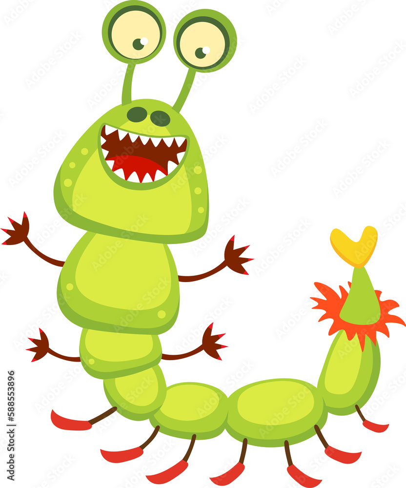 Caterpillar comic monster, warm cartoon character Caterpillar comic monster, warm cartoon character