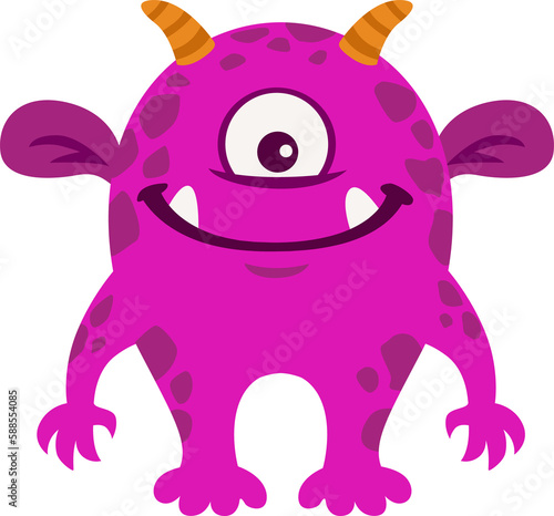 Cartoon funny monster, spooky alien character