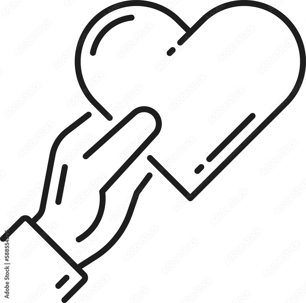 Human holding heart in hand, help and support icon Human holding heart in hand, help and support icon