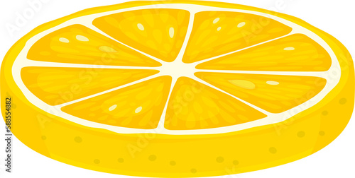 Cartoon lemon fruit slice, round yellow piece photo