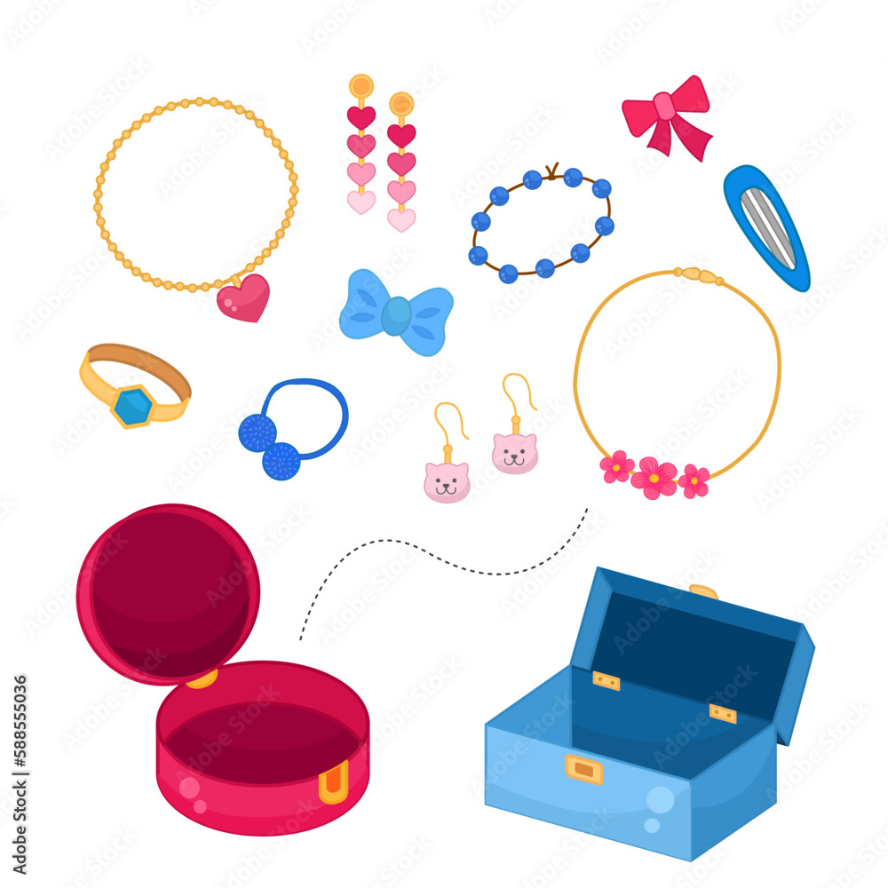 Matching children educational game. Arrange the jewelry in the jewelry