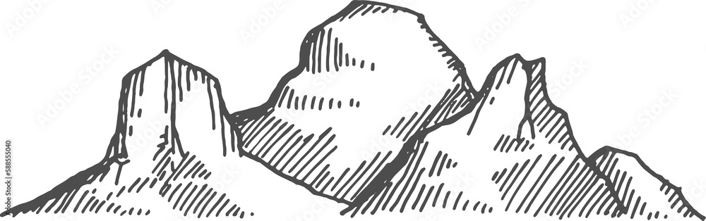 Fototapeta premium Climbing tourism, snowy peaks, high mountain range