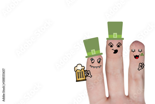 Composite image of fingers and patrick day drawing