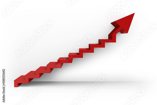 Digital composite image of red steps moving up