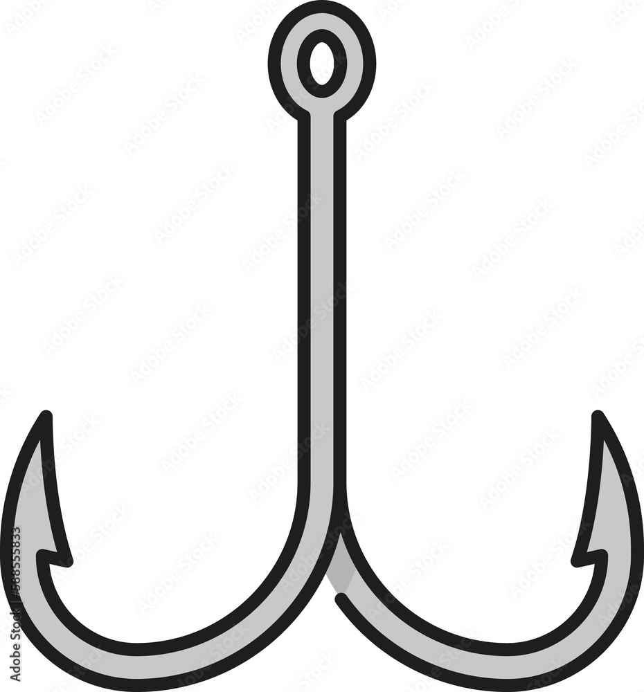 Double hook fishhook fishing sport equipment icon Double hook fishhook fishing sport equipment icon