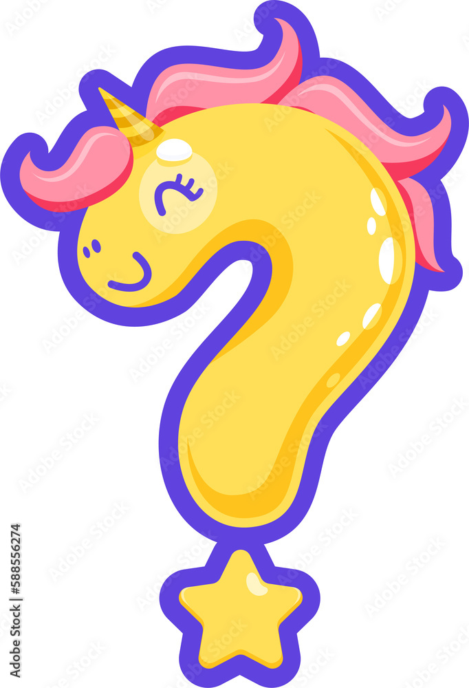 Obraz premium Question mark punctuation sign unicorn character