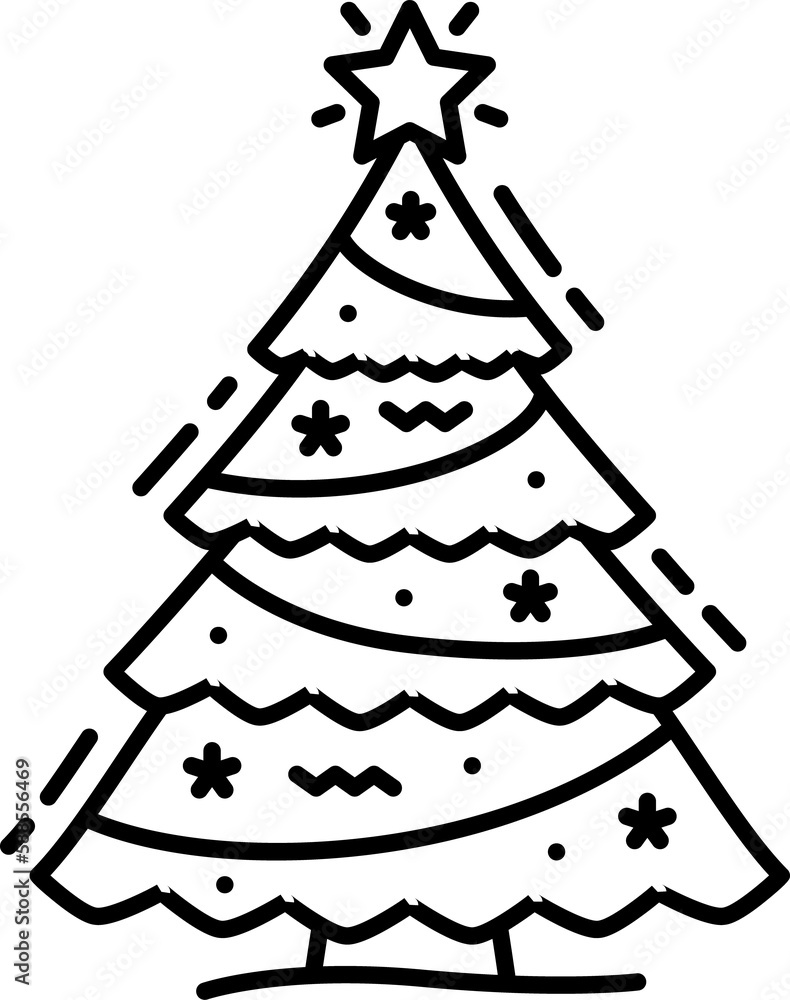Christmas tree with decorations thin line icon Christmas tree with decorations thin line icon