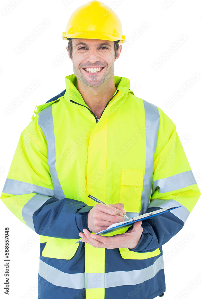 Architect writing notes on clipboard Architect writing notes on clipboard