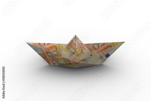 Fifty euro folded into shape of boat