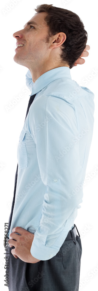 Thinking businessman with hand on head Thinking businessman with hand on head