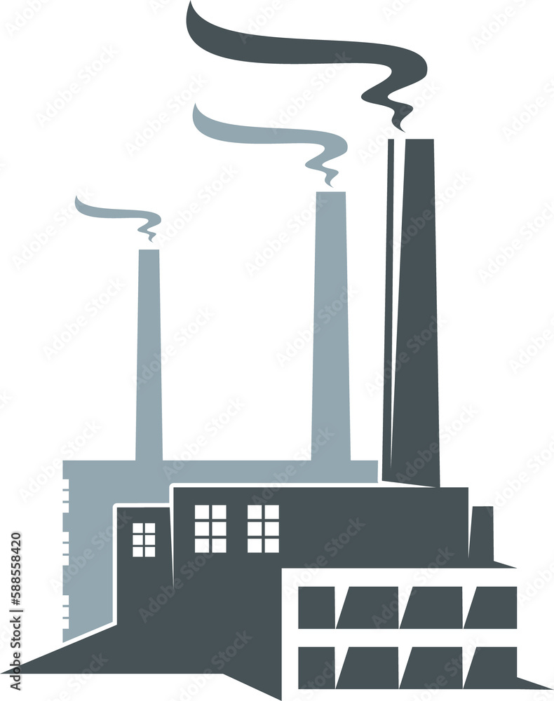 Factory icon, industrial plant, power station Factory icon, industrial plant, power station