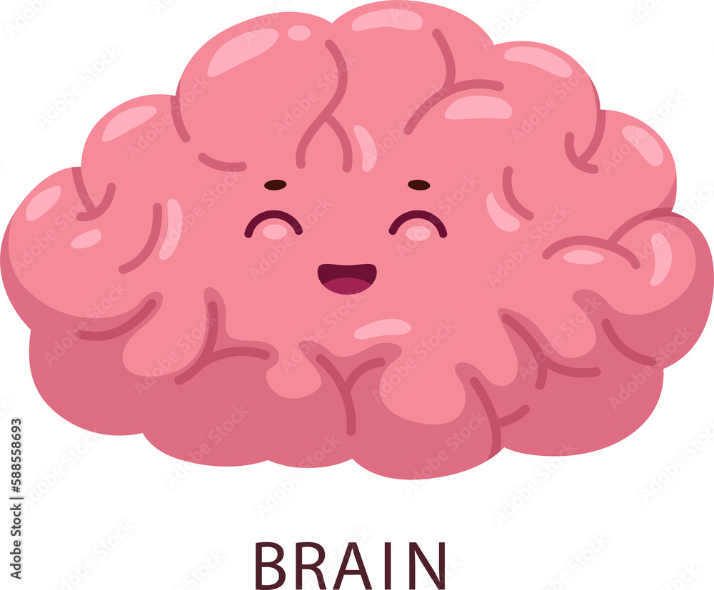 Cartoon brain or mind human body organ character Cartoon brain or mind human body organ character