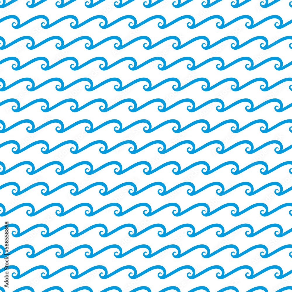 Sea and ocean blue waves seamless retro pattern Sea and ocean blue waves seamless retro pattern