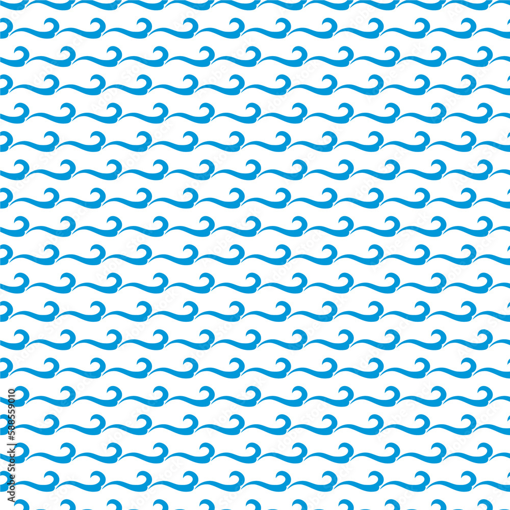 Sea and ocean blue curly waves seamless pattern Sea and ocean blue curly waves seamless pattern