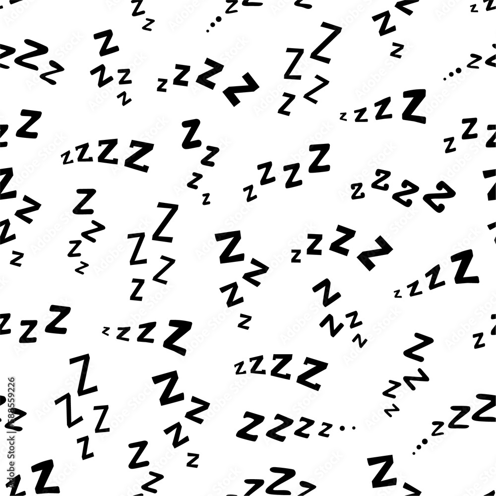 Naklejka premium ZZZ, ZZZZ doodle bed sleep snore seamless pattern