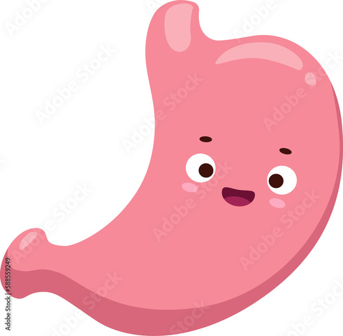 Cartoon stomach human body organ cute character