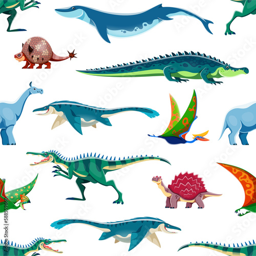 Cartoon dinosaurs personages seamless pattern