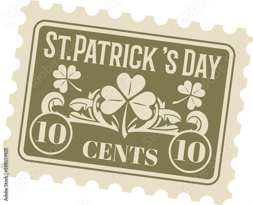 Naklejka Saint patrick day holiday retro postage stamp