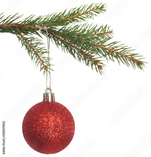 Fotografija Red christmas decoration hanging from branch