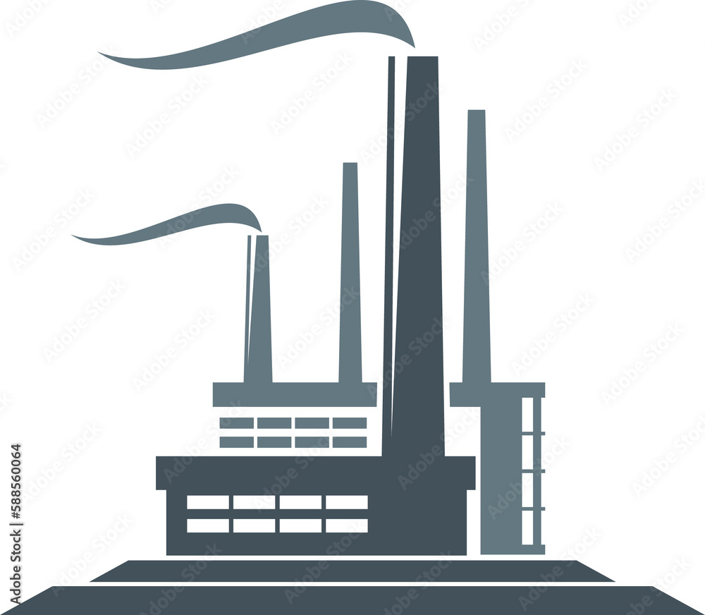 Factory or industrial plant building vector icon Factory or industrial plant building vector icon