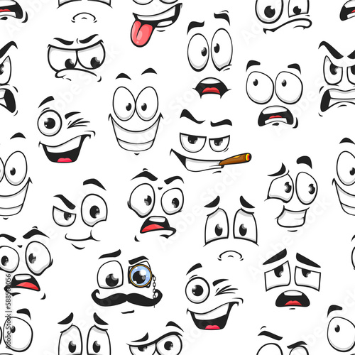 Foto Cartoon funny emoji, giggle faces seamless pattern