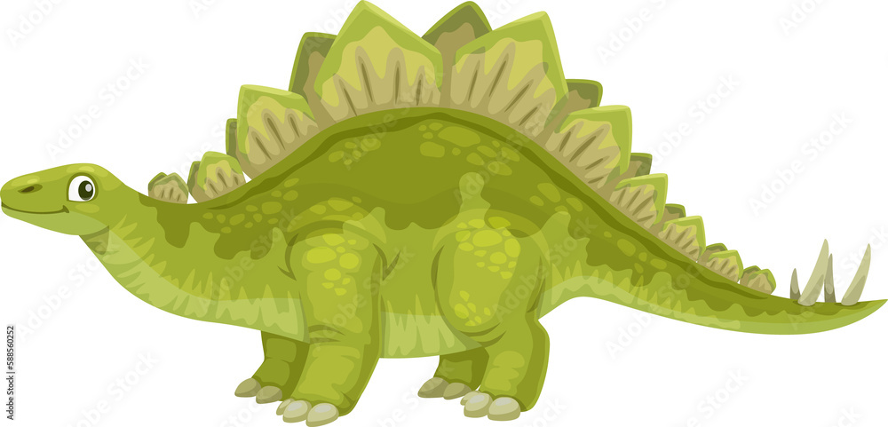 Fototapeta premium Cartoon Stegosaurus dinosaur cheerful character