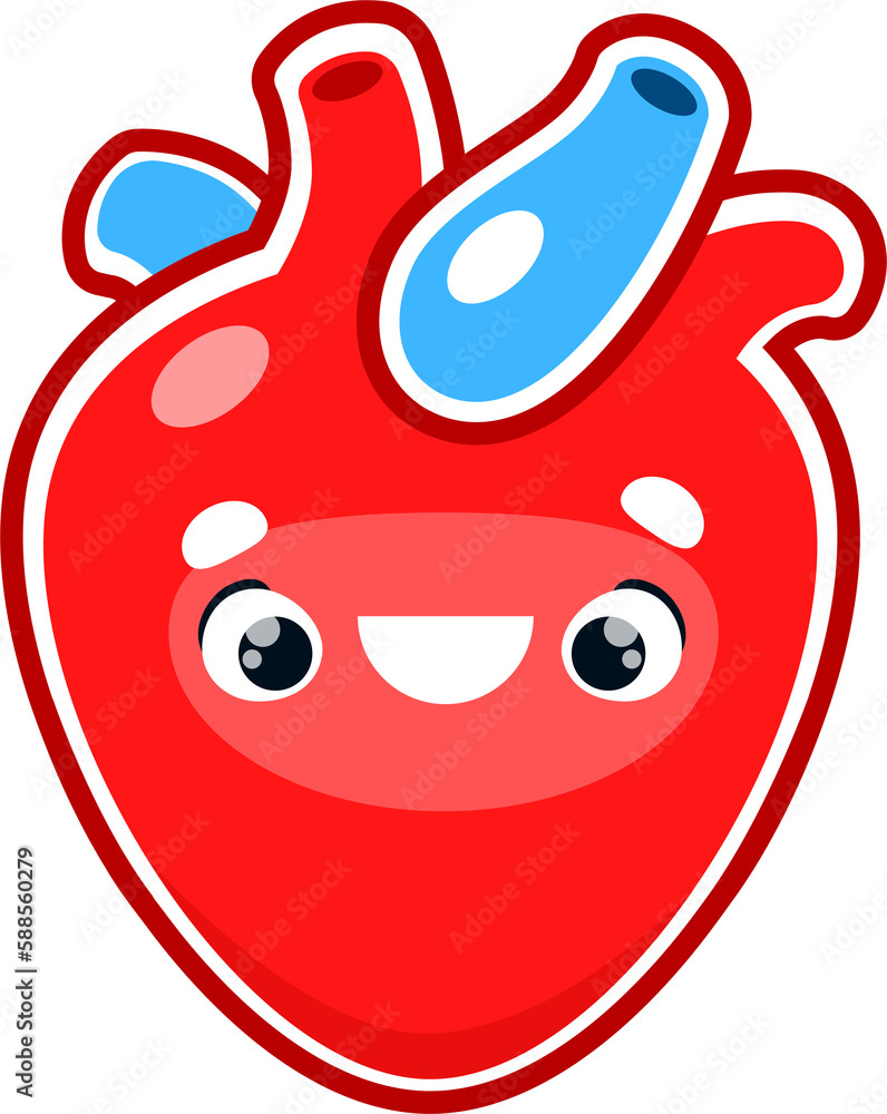 Cartoon human heart body organ character, cardio Cartoon human heart body organ character, cardio