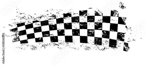 Grunge race flag, tire track checker marks pattern