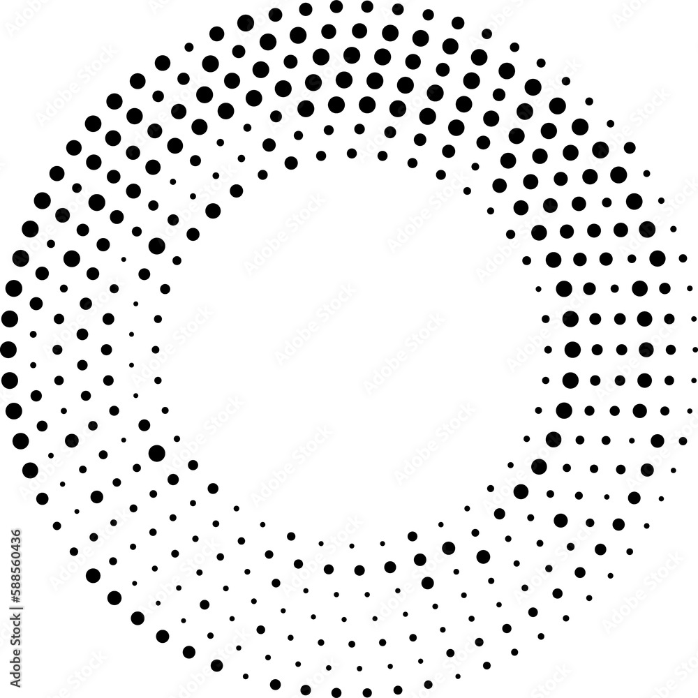Halftone circle frame border with pattern of dots