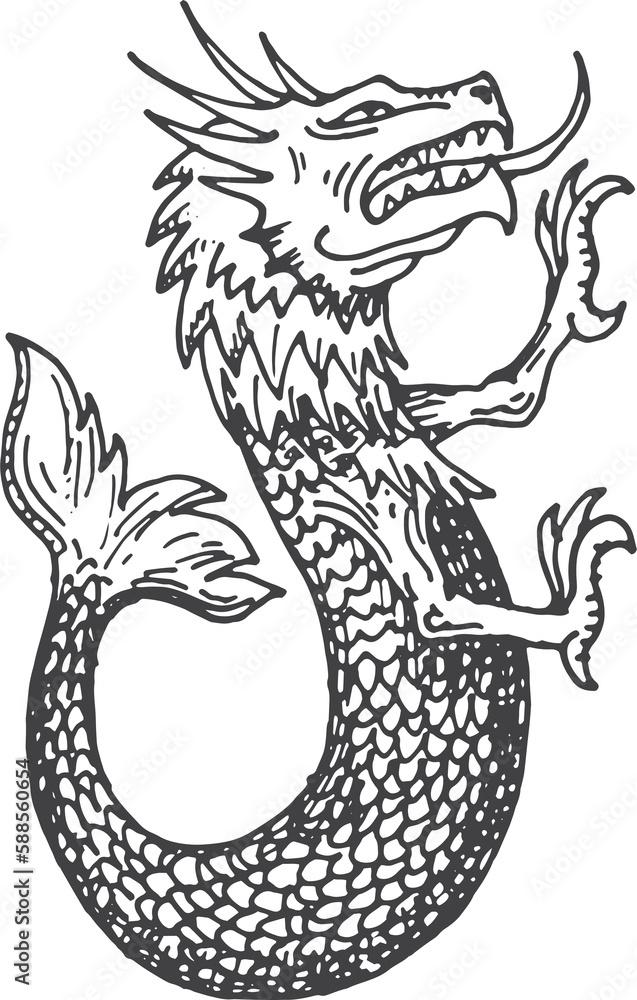 Heraldic animal, Medieval map sea monster sketch