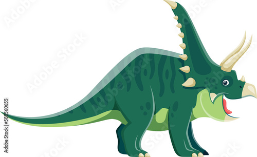 Cartoon Chasmosaurus dinosaur comical character