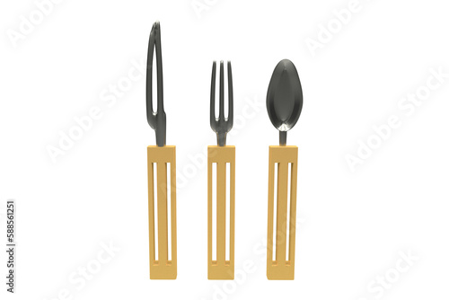 Plastic knife, fork and spoon