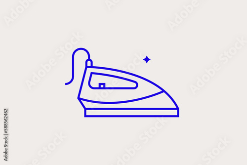 Geometric concept of ironing vector illustration in a flat style for website, mobile app, banner, ui ux, web design, business, marketing, landing, infographics, mockup,development	