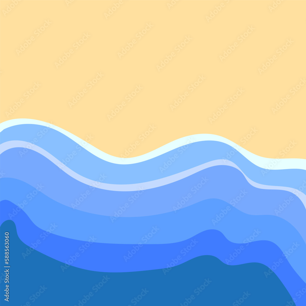 Fototapeta premium cartoon waves sun. Travel background. Vector illustration.