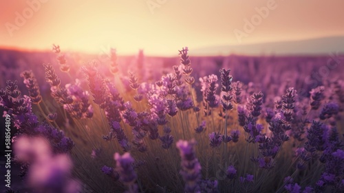 A Field of Lavender  Close-Up of Purple Blooms  Generative AI 