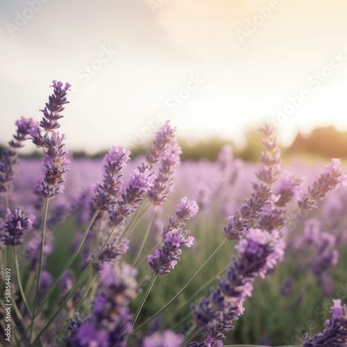 Lavender Euphoria: A Dreamy and Enchanting Close-Up of a Lavender Field (Generative AI)