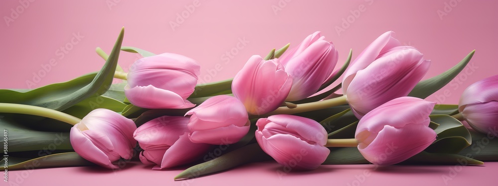 Soft pink Mother's Day banner featuring tulip bouquet Soft pink Mother's Day banner featuring tulip bouquet