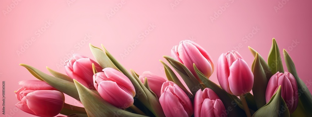 Elegant Mother's Day banner with a pink tulip display Elegant Mother's Day banner with a pink tulip display