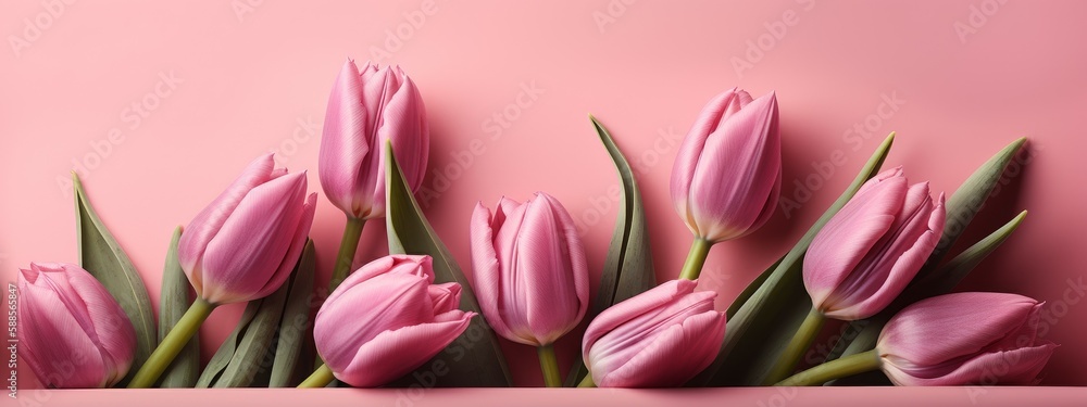 Soft pink Mother's Day banner featuring tulip bouquet Soft pink Mother's Day banner featuring tulip bouquet