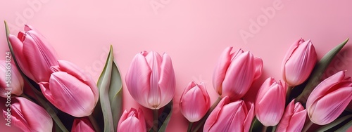 Monochromatic pink tulip arrangement for Mother s Day banner