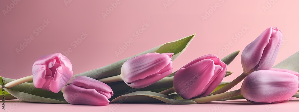 Delicate pink tulips in a Mother's Day holiday banner