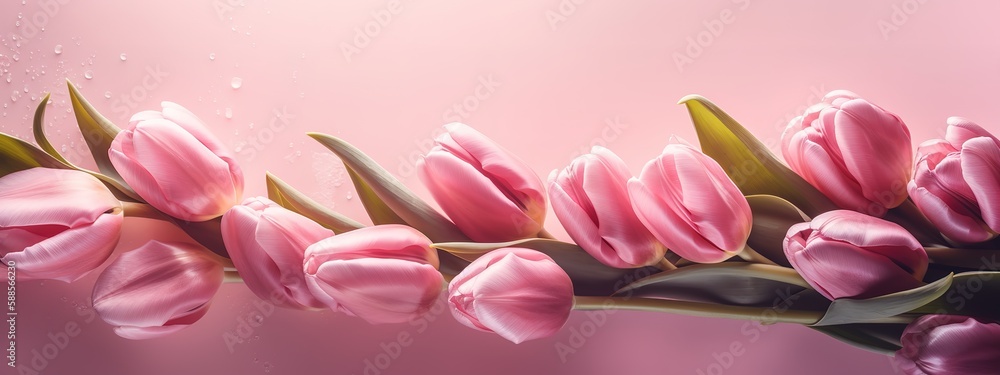 Pink tulip bouquet on matching background for Mother's Day Pink tulip bouquet on matching background for Mother's Day