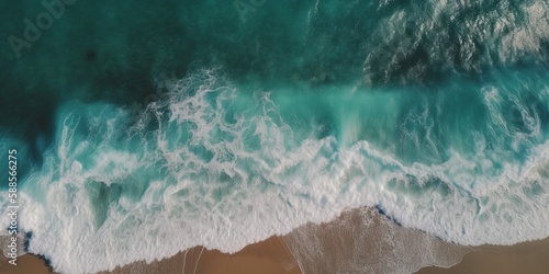 Gorgeous drone photo of white waves in tropical waters