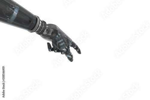 Back robot arm pointing at something