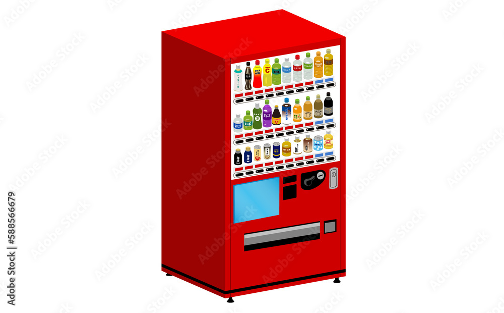 赤い自動販売機 斜め上 赤い自動販売機 斜め上