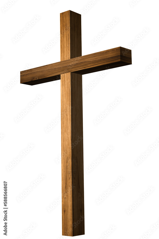 Digitally generated image of 3d wooden cross 
