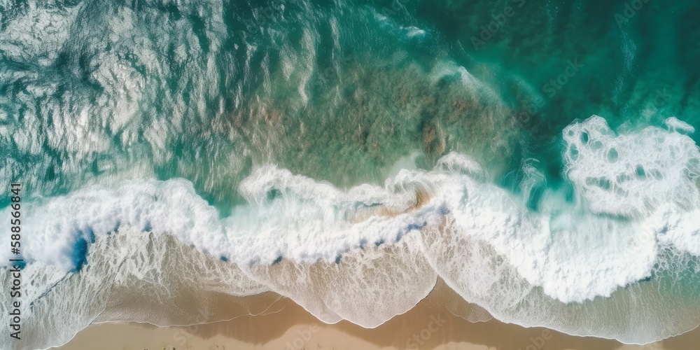 Tropical beach and sea waves captured by drone