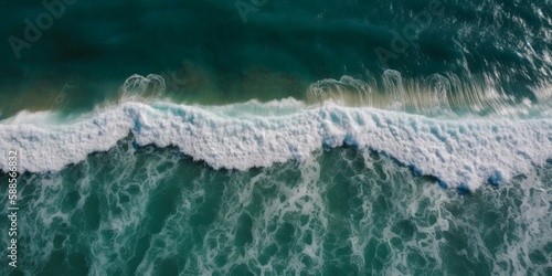 Tropical beach and sea waves captured by drone